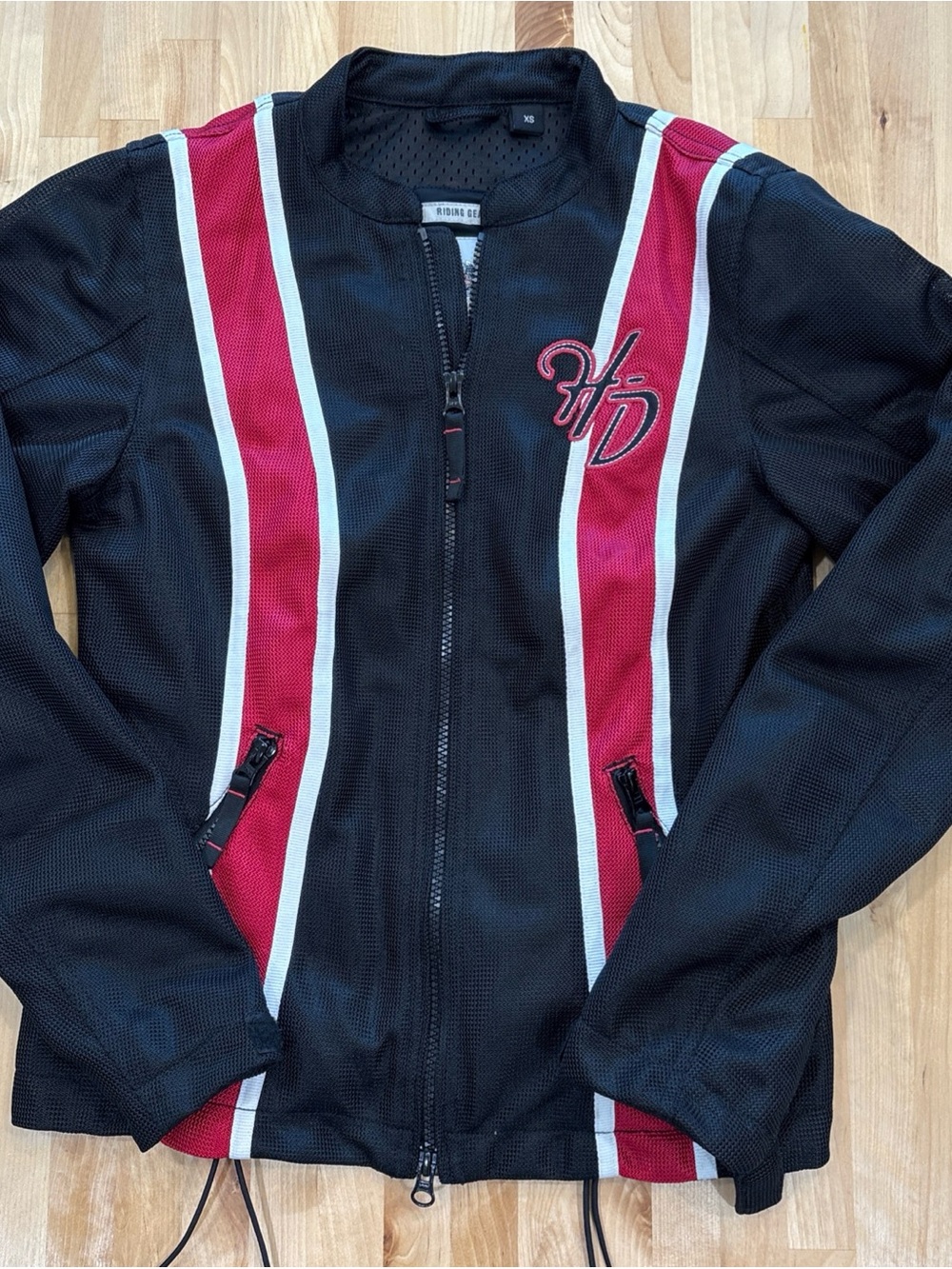 Harley-Davidson Mesh Riding Motorcycle Women's Jacket Full Zip, Black Red Sz XS